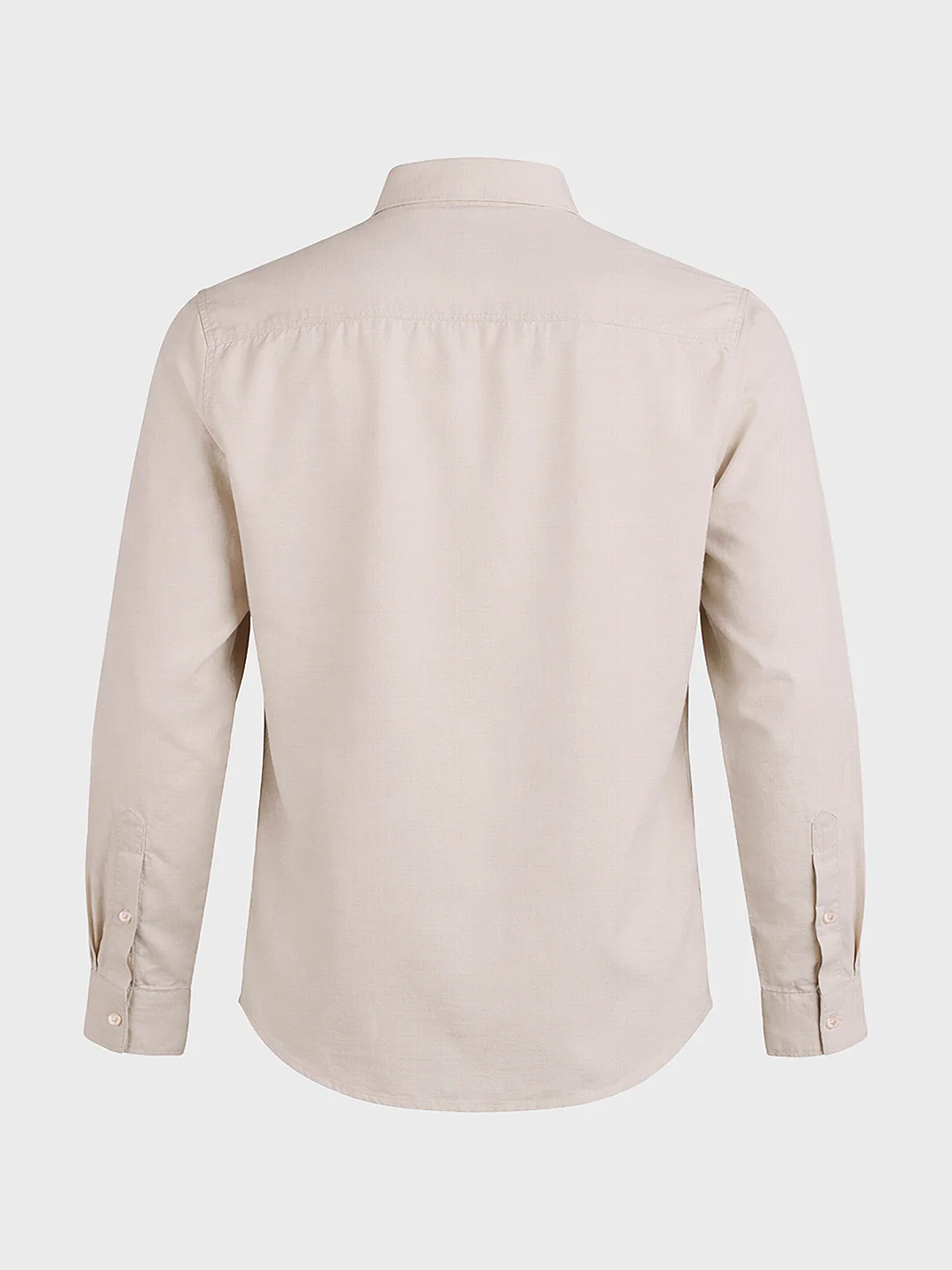 Men's Cream Slim Fit Solid Casual Shirt - Image 6