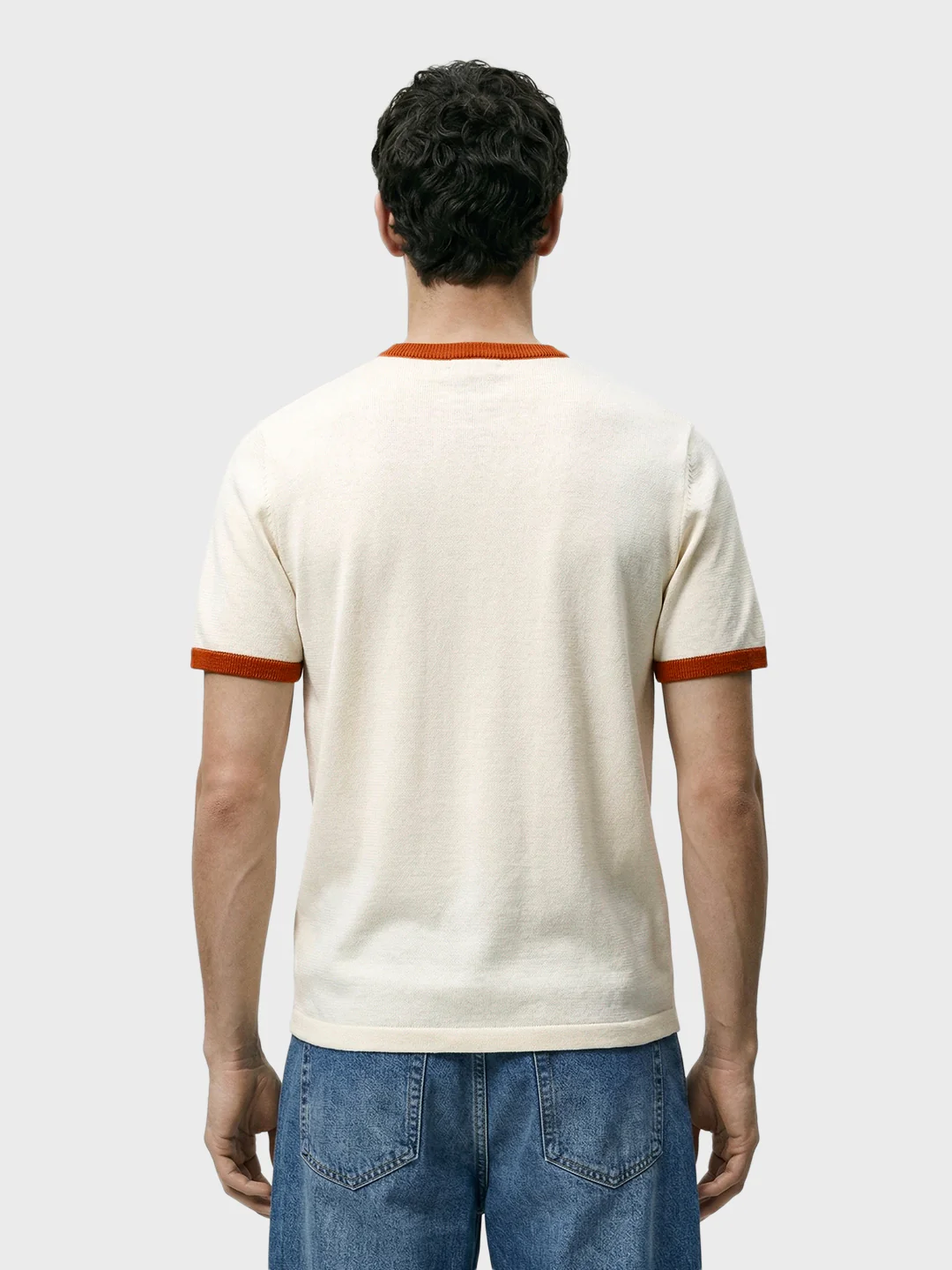 Men's Cream Slim Fit Solid Casual T-Shirt - Image 5