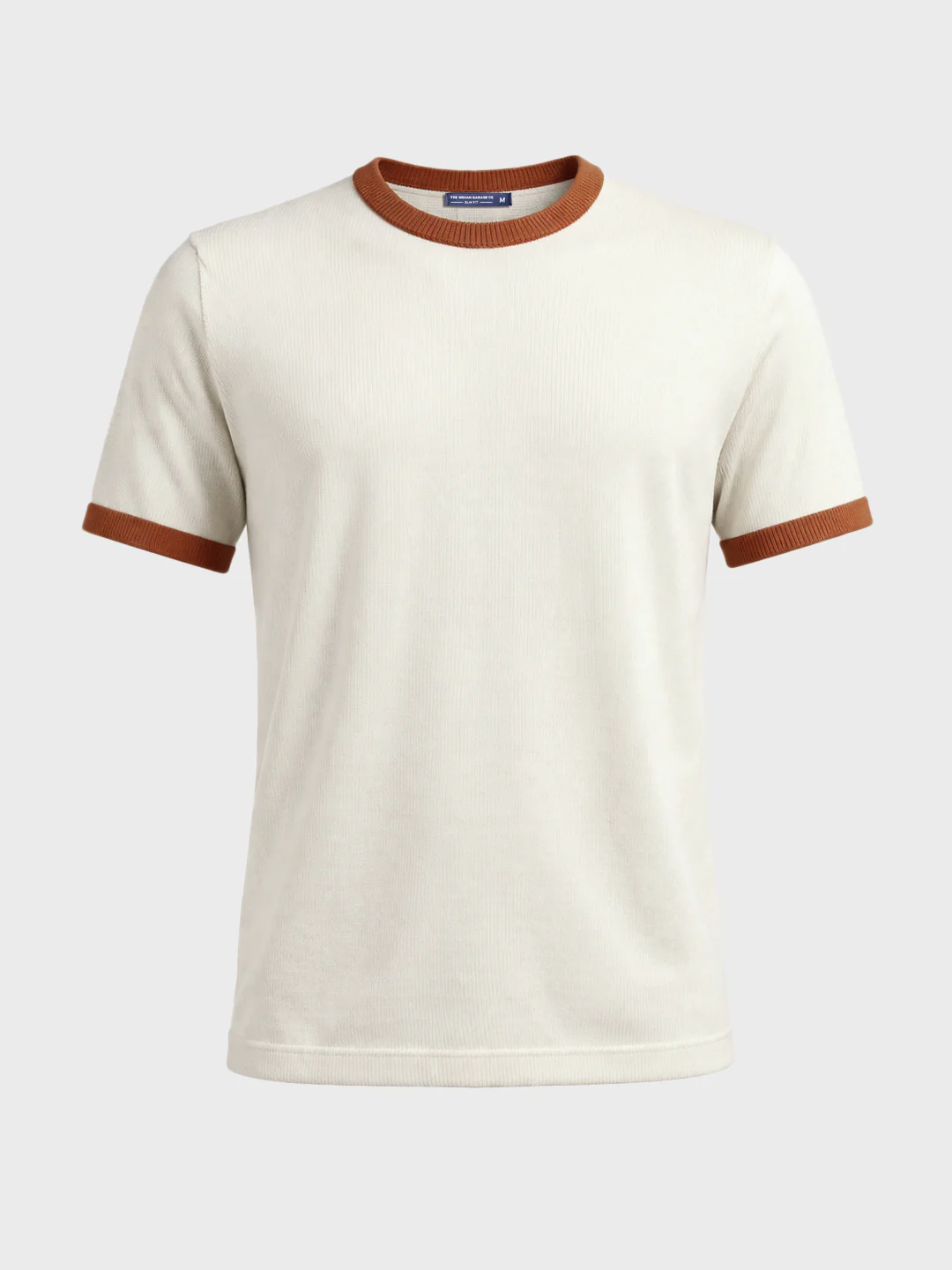 Men's Cream Slim Fit Solid Casual T-Shirt - Image 6