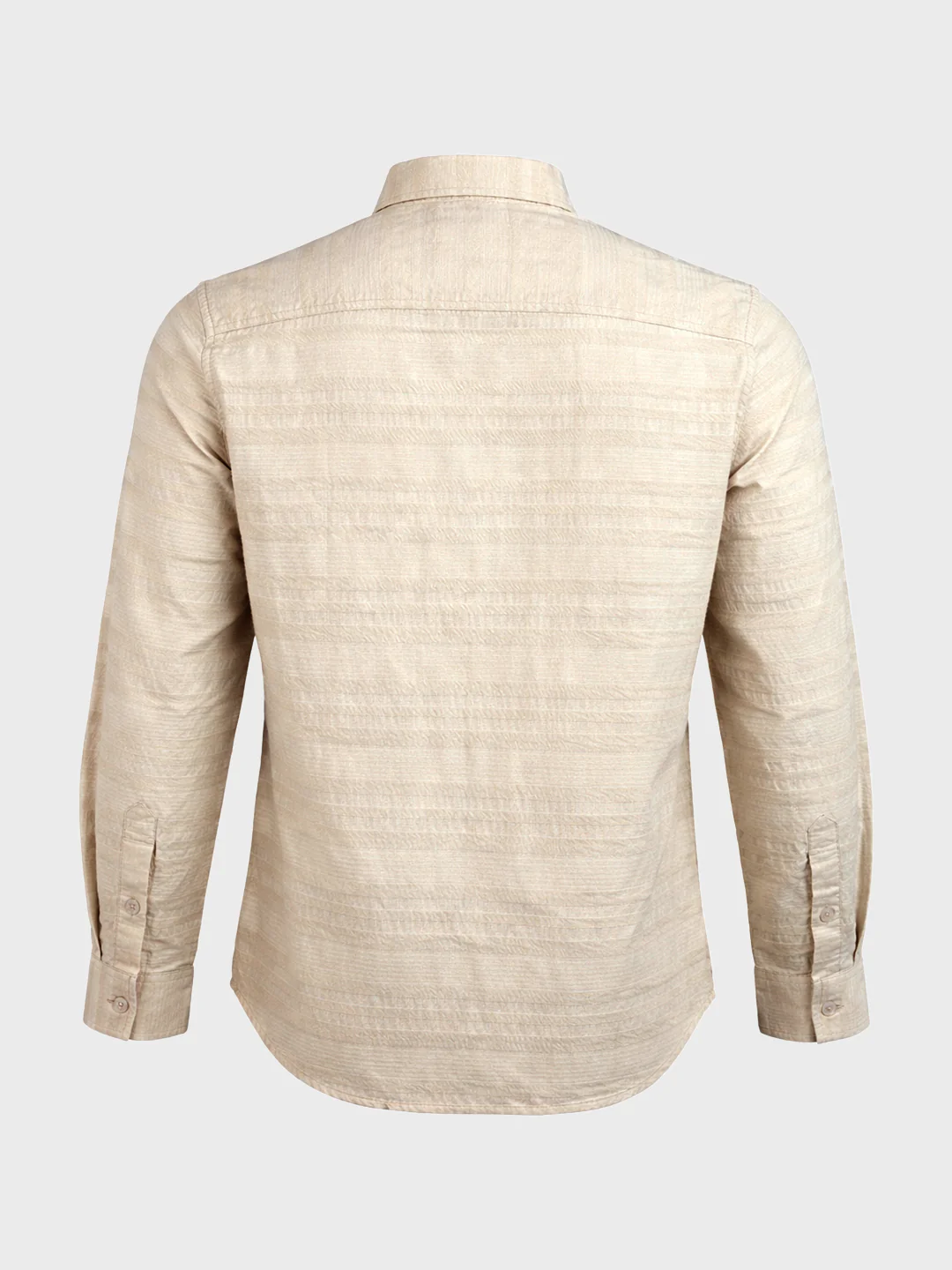 Men's Cream Slim Fit Striped Casual Shirt - Image 7
