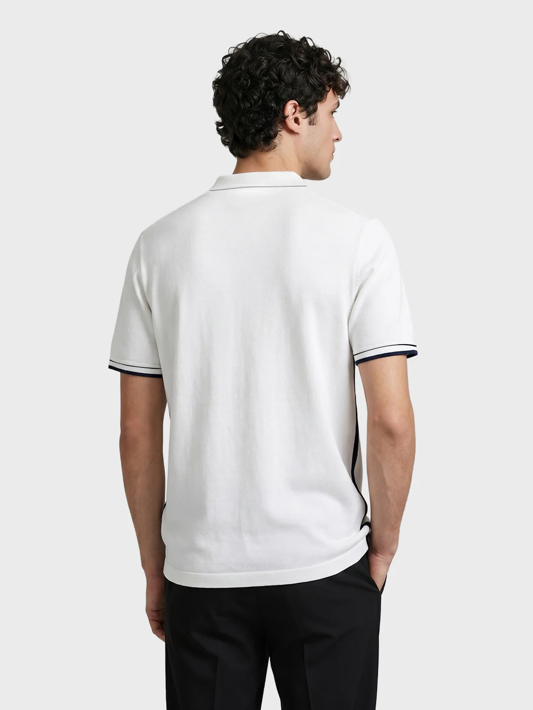 Men's Cream Slim Fit Striped Casual T-Shirt - Image 3