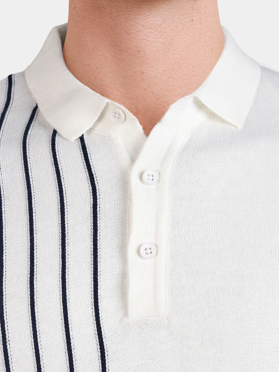 Men's Cream Slim Fit Striped Casual T-Shirt - Image 7