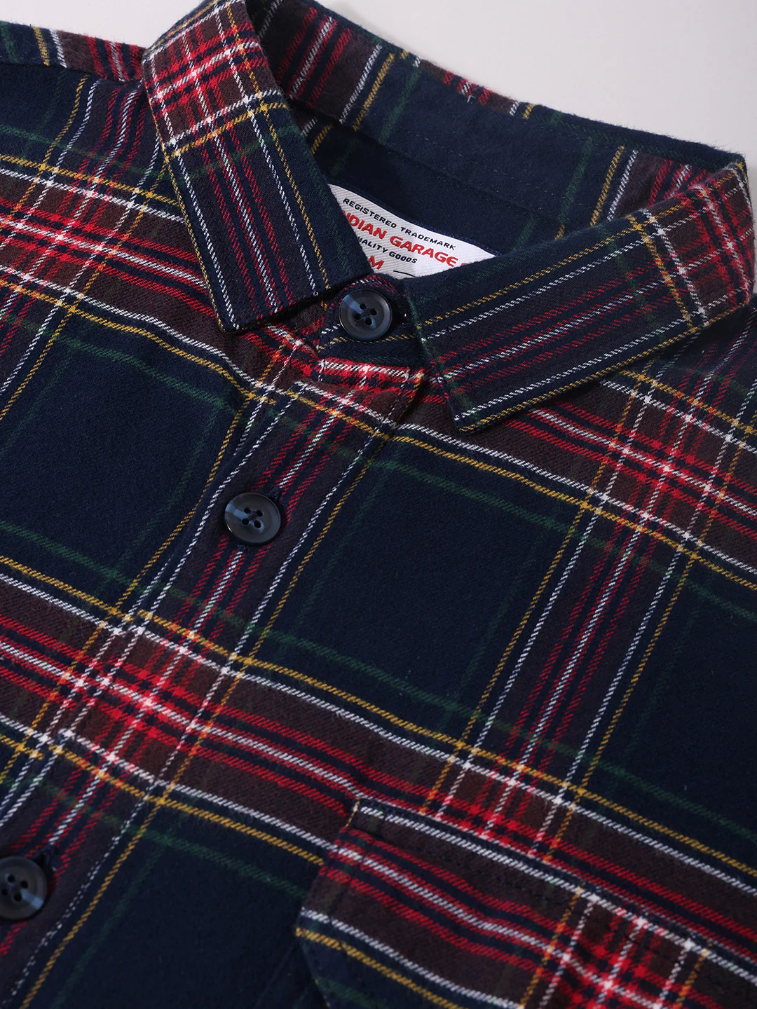 Men's Navy Regular Fit Casual Checkered Shirt - Image 3