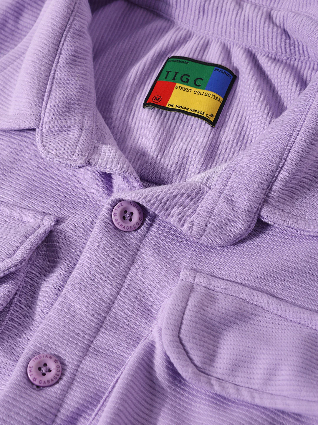 Men's Digital Lavender Relaxed Fit Solid Street Wear Shirt - Image 6