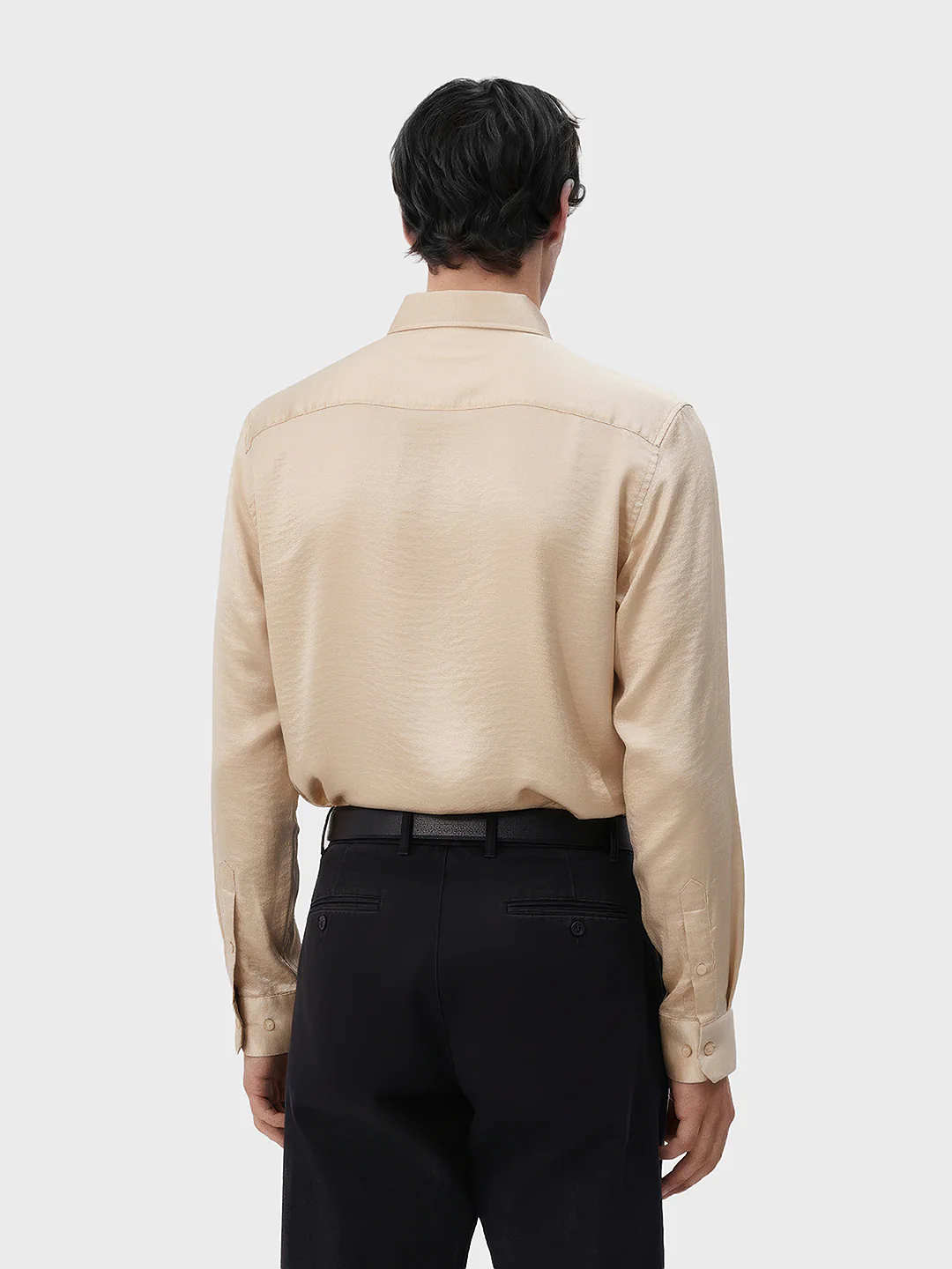 Men's Gold Slim Fit Party Wear Solid Shirt - Image 2