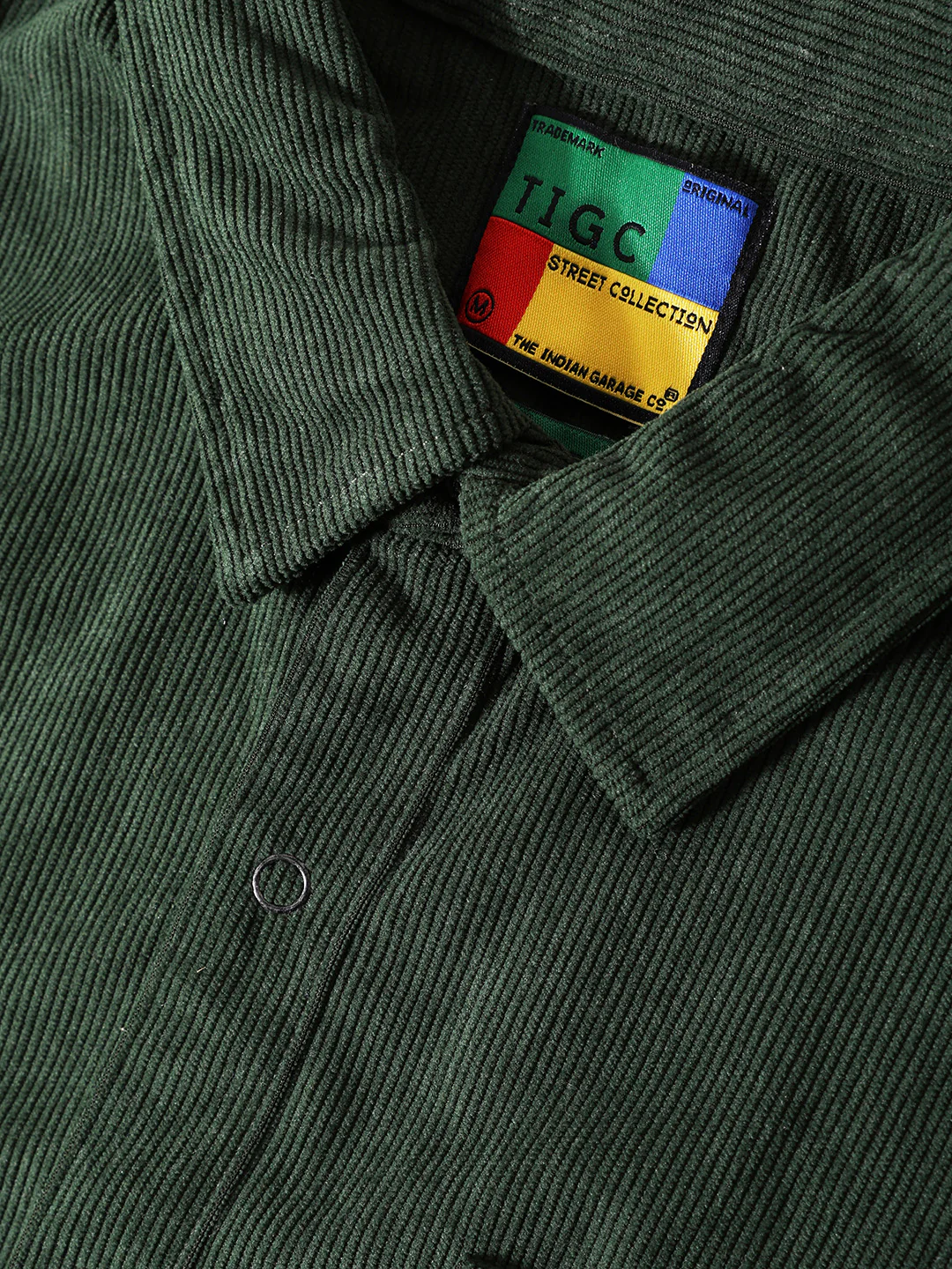 Men's Green Boxy Fit Embroided Street Wear Shirt - Image 7