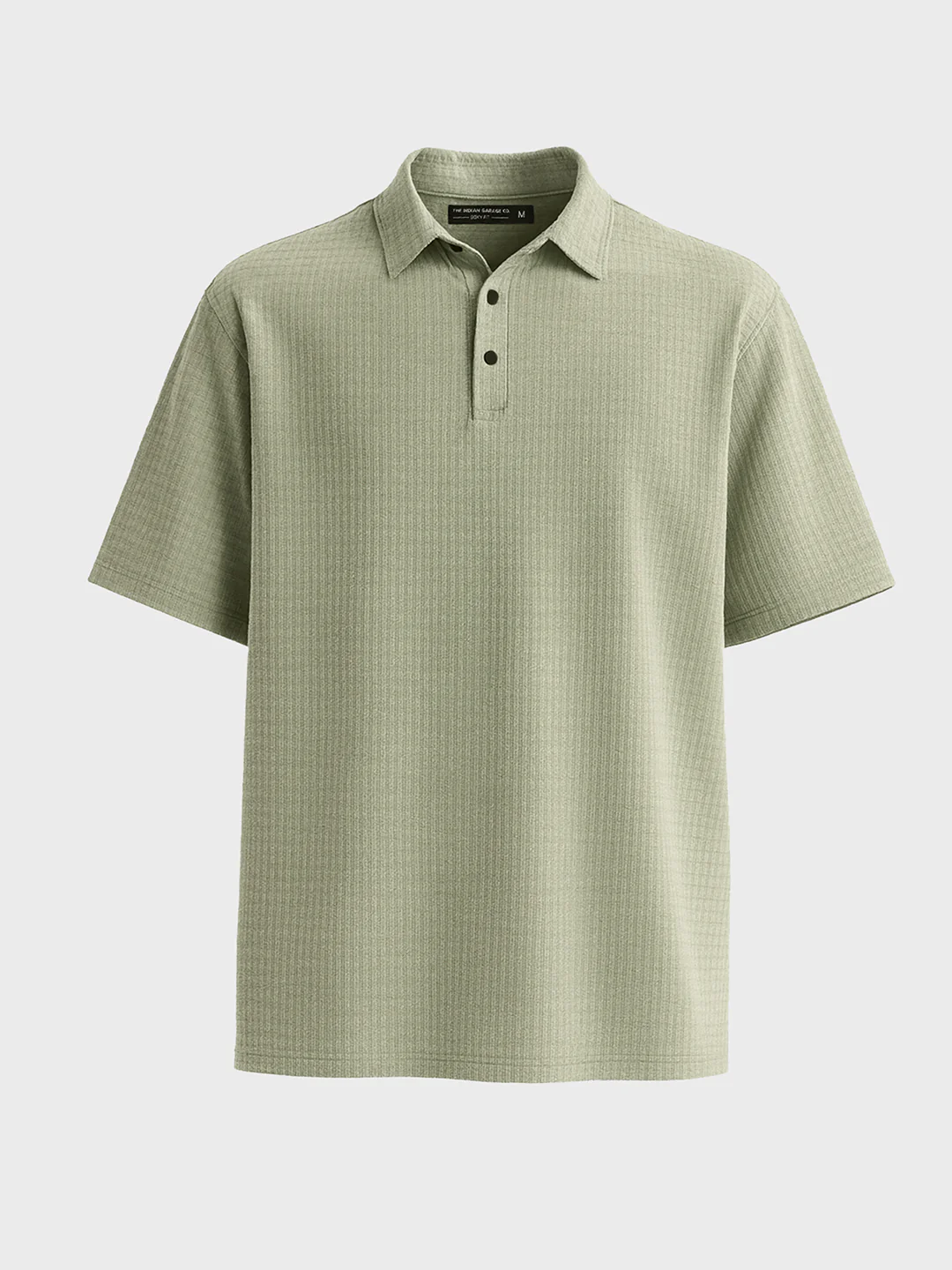 Men's Green Boxy Fit Textured Casual T-Shirt - Image 3