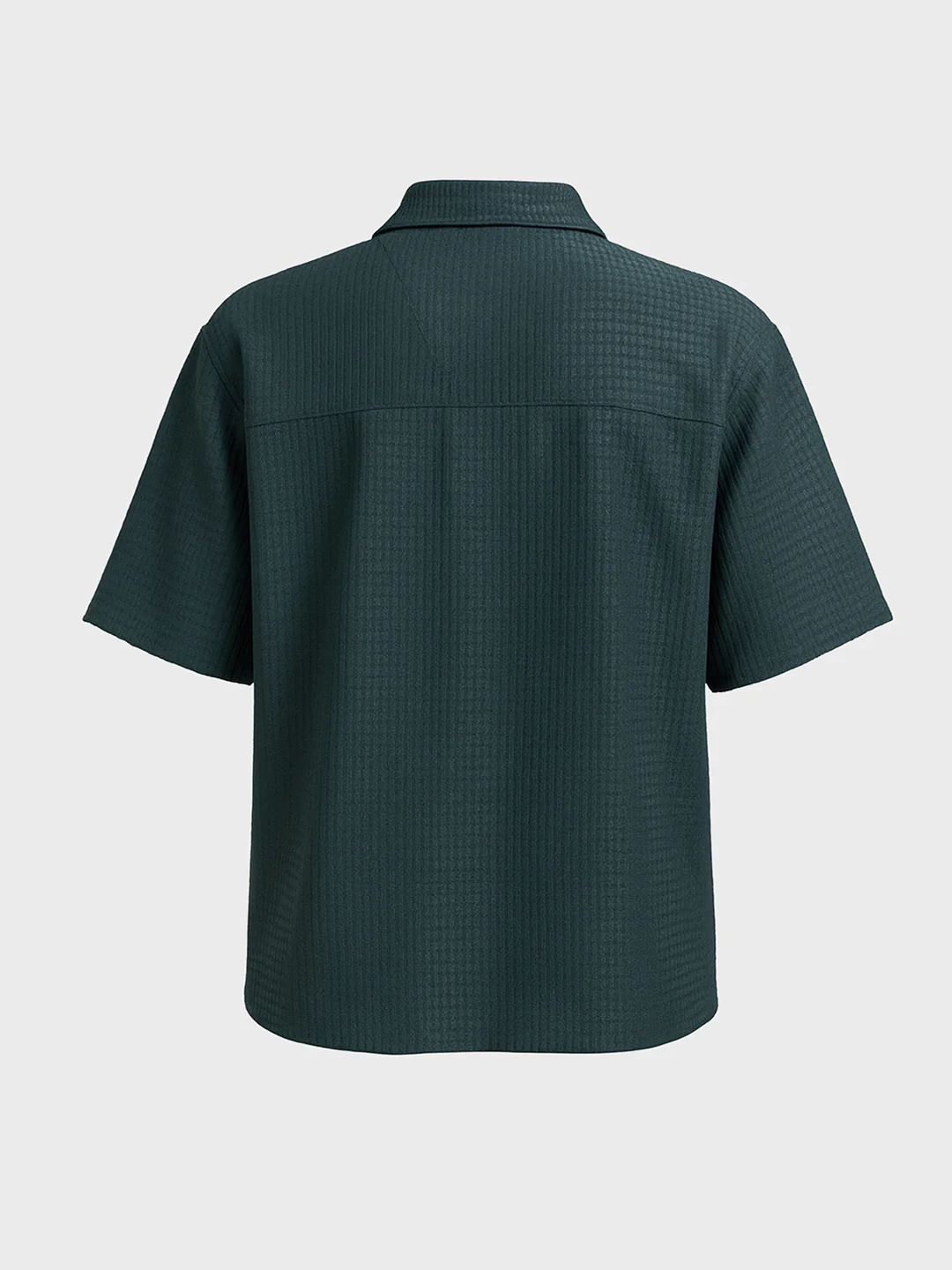 Men's Green Boxy Fit Textured Casual T-Shirt - Image 4