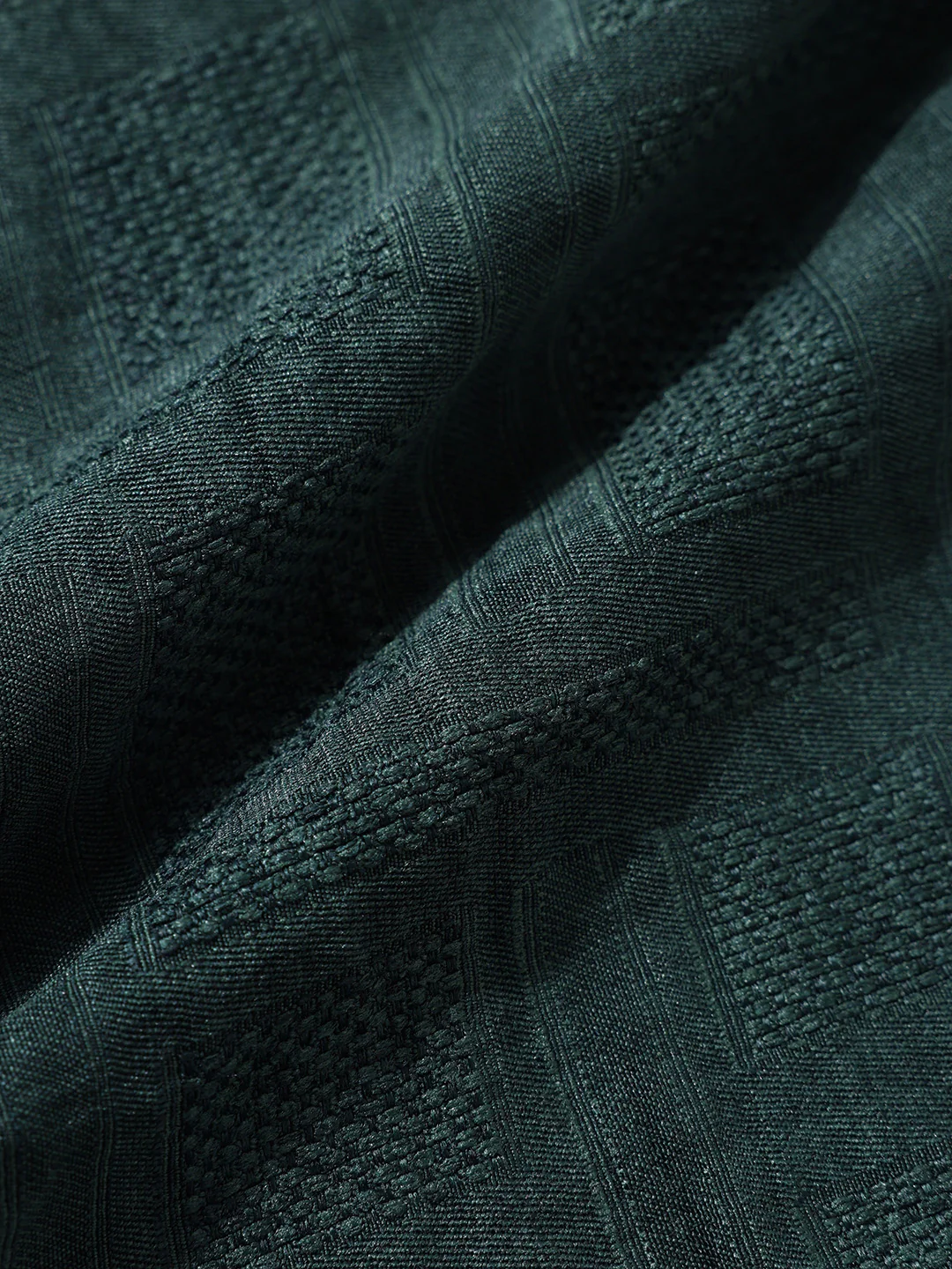 Men's Green Boxy Fit Textured Resort Wear Shirt - Image 7