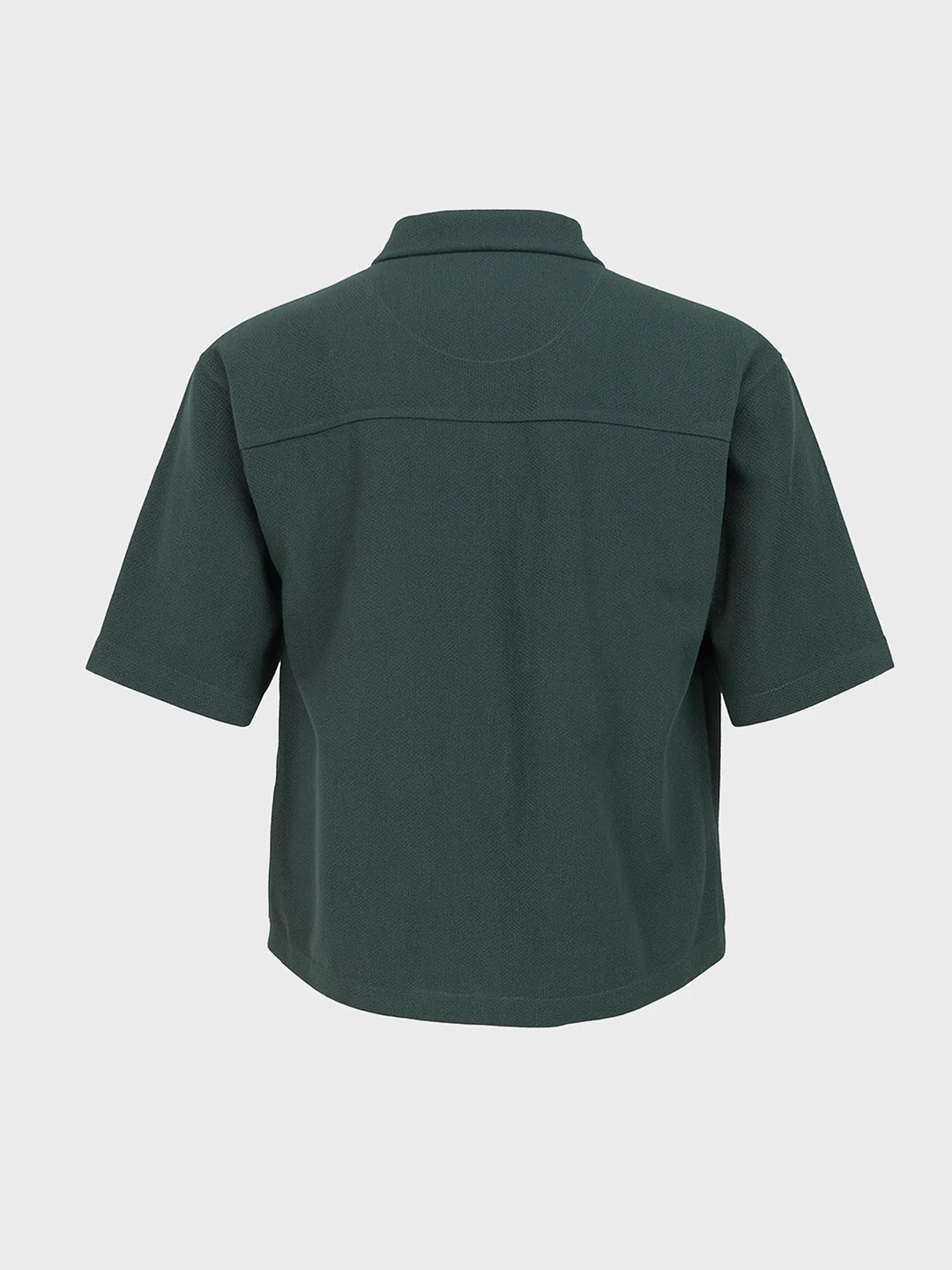 Men's Green Boxy Fit Textured Resort Wear Shirt - Image 4