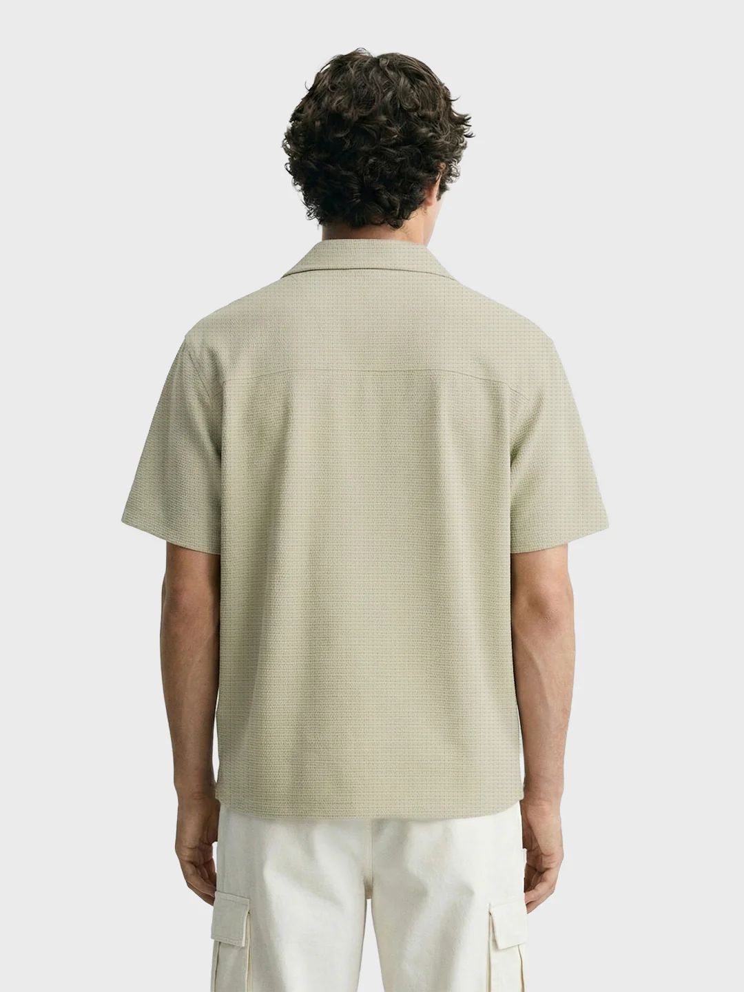 Men's Green Boxy Fit Textured Utility Shirt - Image 2