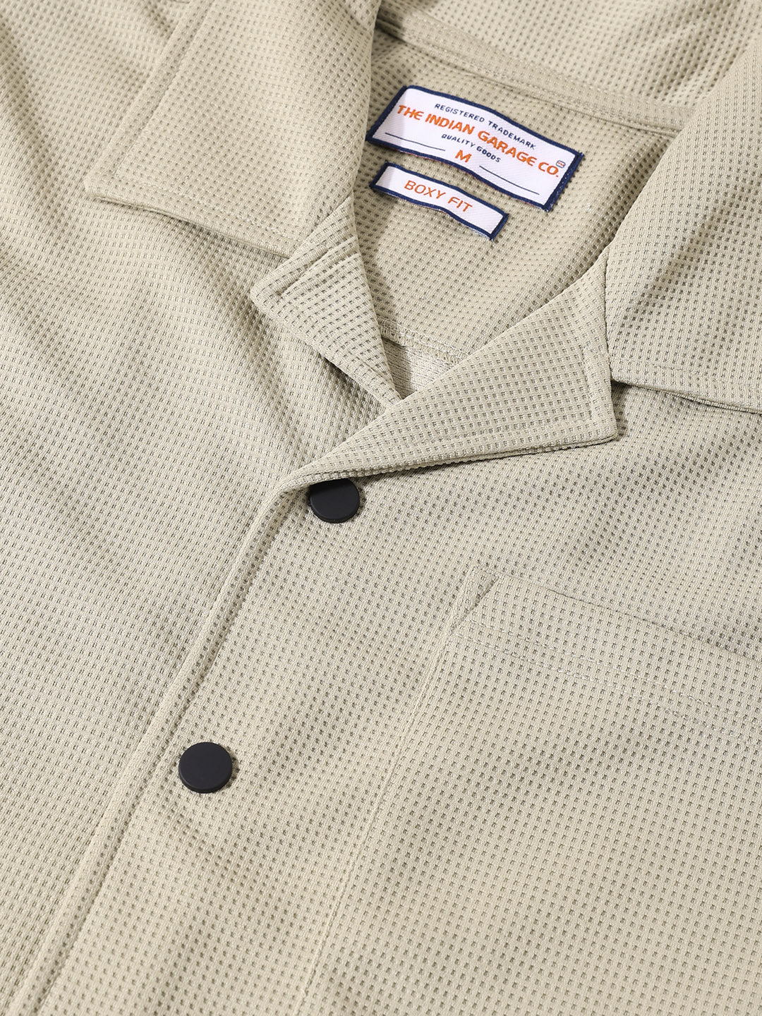 Men's Green Boxy Fit Textured Utility Shirt - Image 5