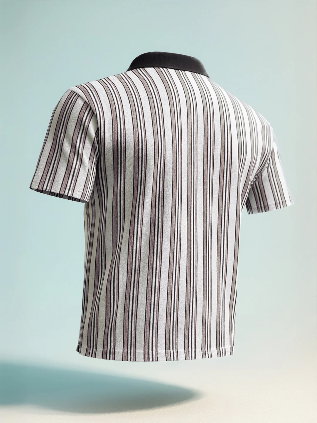 Men's Green Boxy Fit Vertical Stripes Casual T-Shirt - Image 2