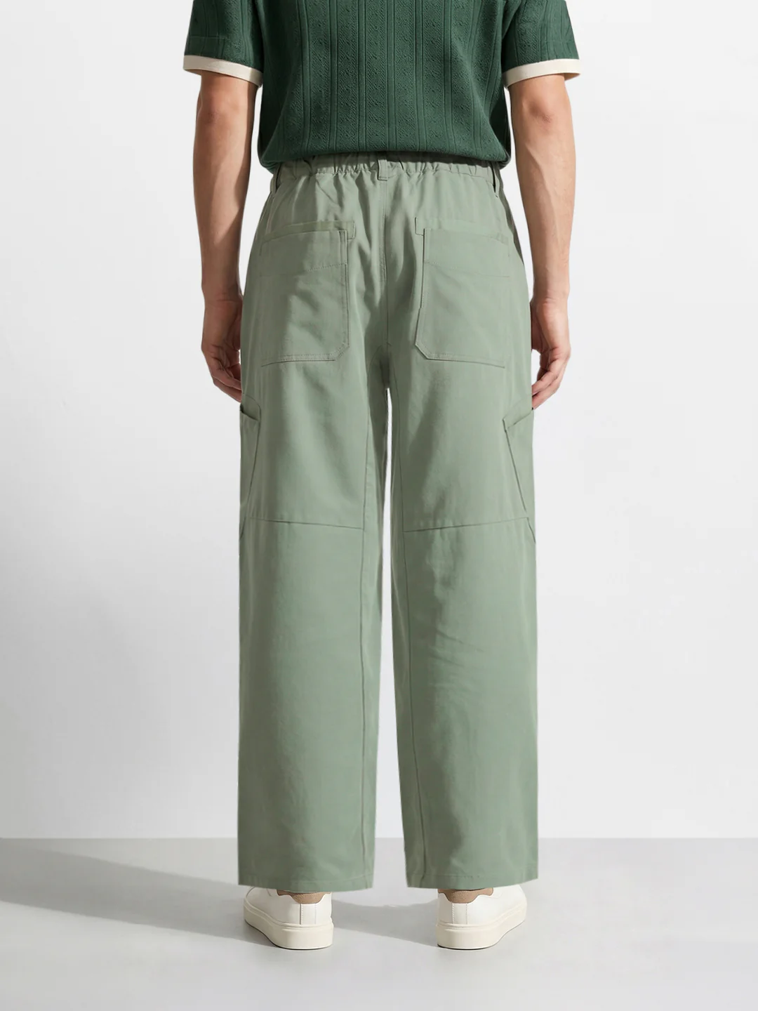 Men's Green Loose Fit Textured Utility Cargo - Image 5