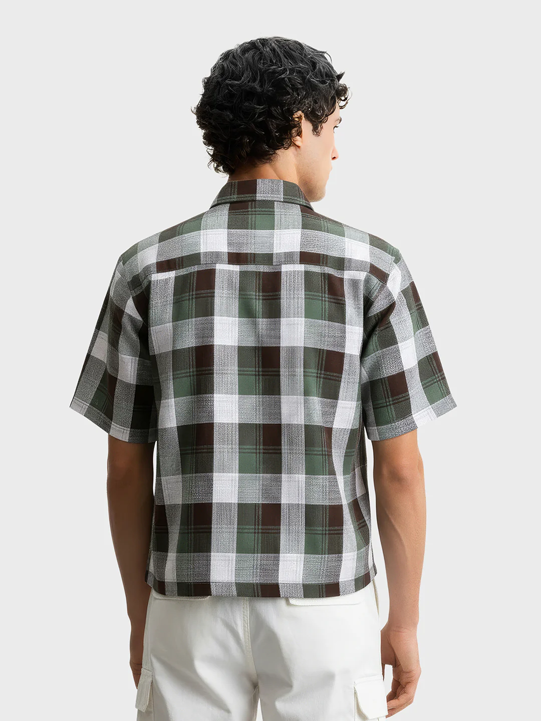 Men's Green Oversized Fit Embroidered Resort Wear Shirt - Image 2