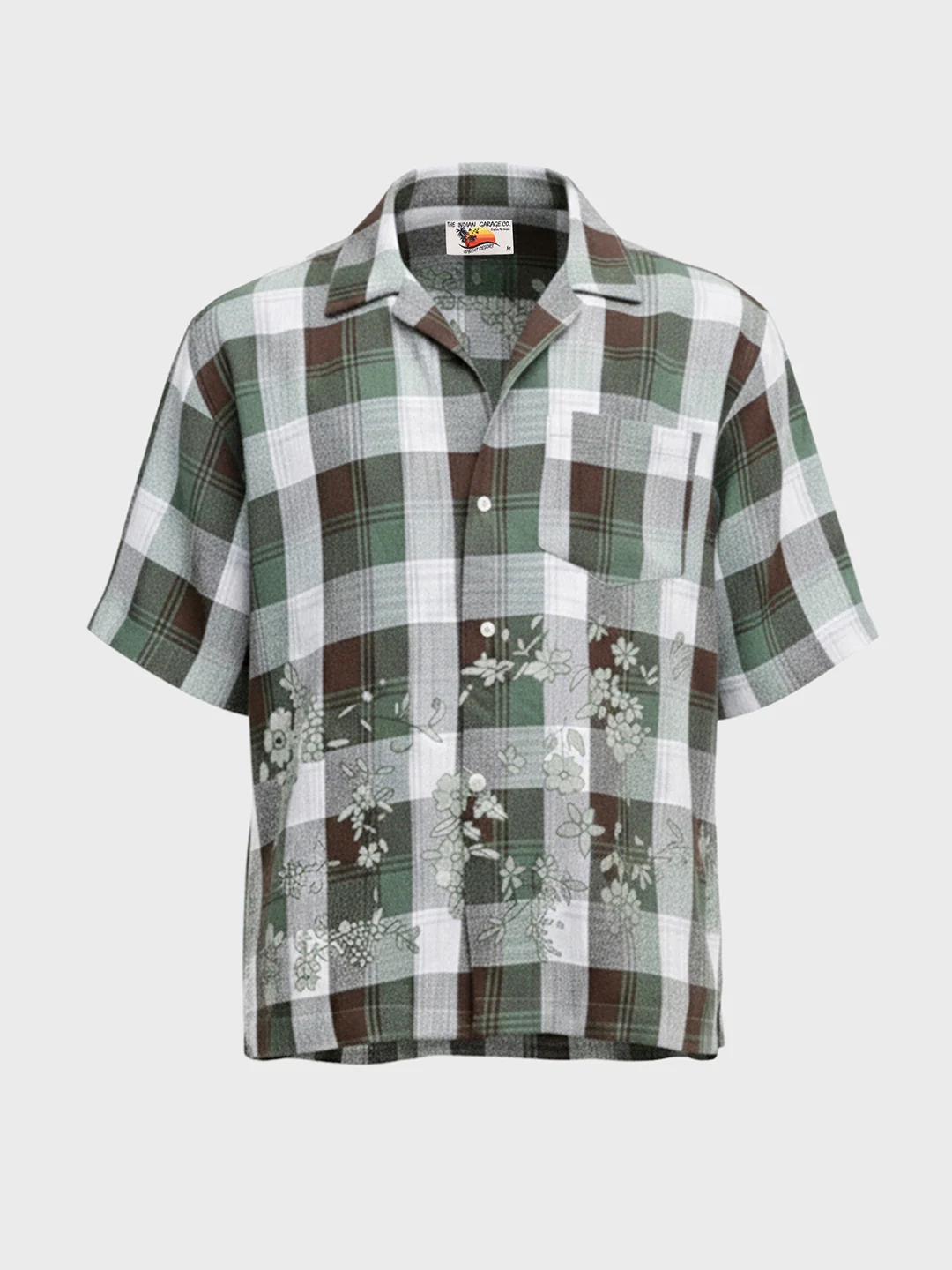 Men's Green Oversized Fit Embroidered Resort Wear Shirt - Image 3