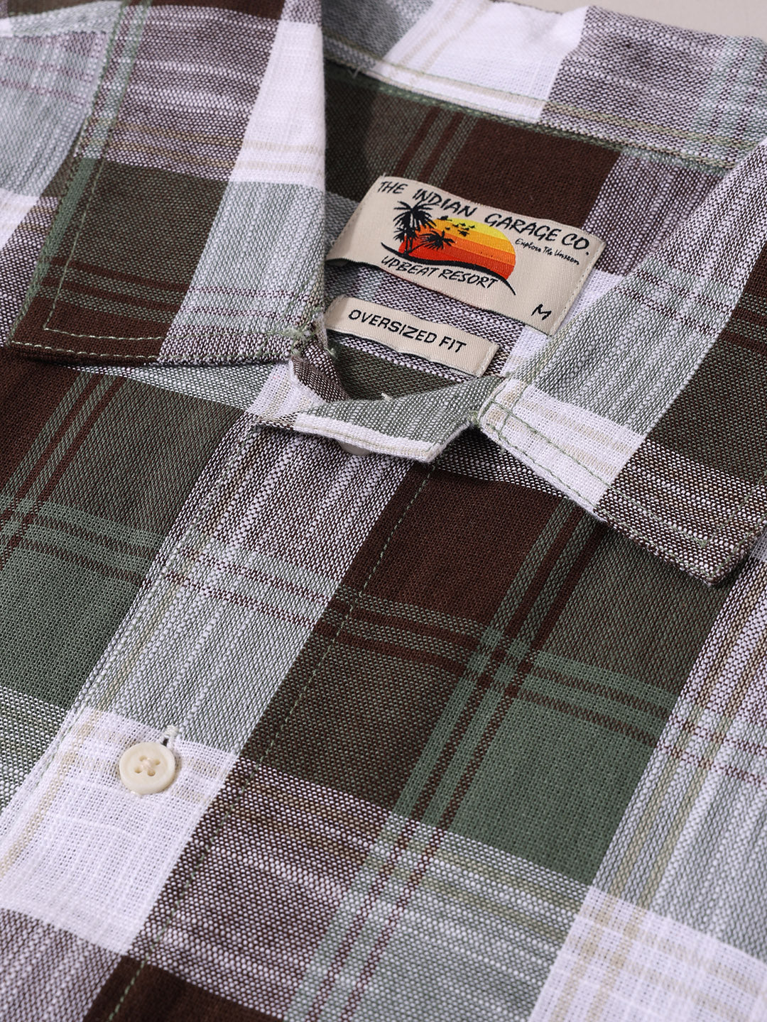Men's Green Oversized Fit Embroidered Resort Wear Shirt - Image 5