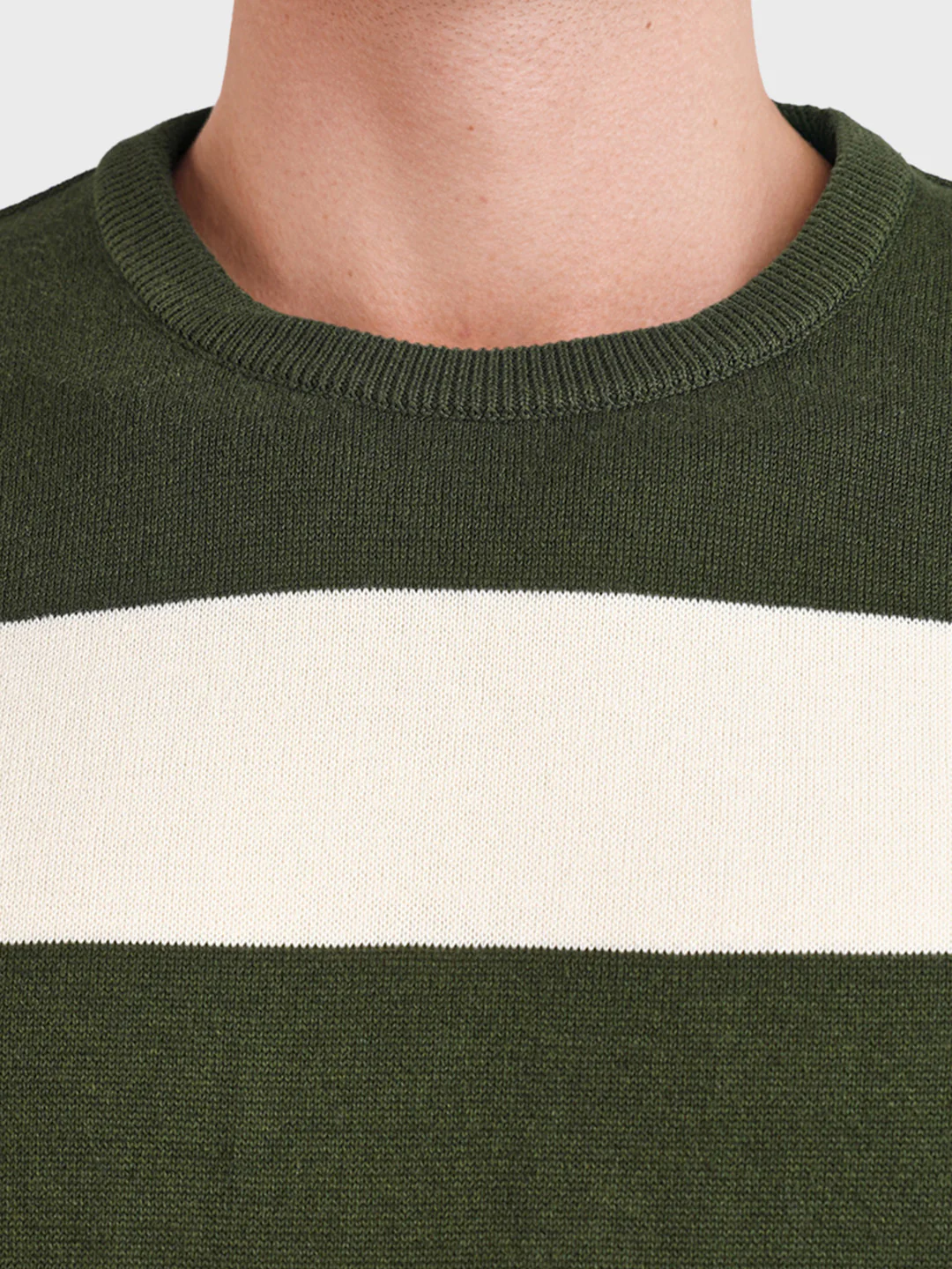 Men's Green Oversized Fit Striped Casual T-Shirt - Image 7