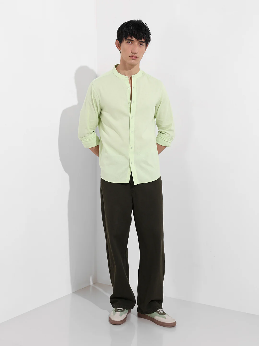 Men's Green Regular Fit Casual Shirt - Image 2
