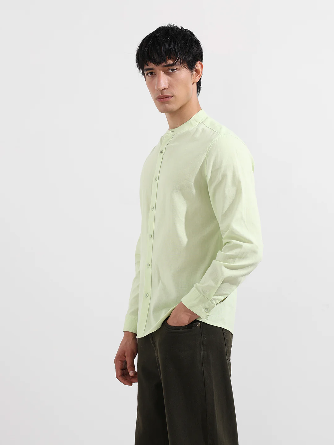 Men's Green Regular Fit Casual Shirt - Image 4