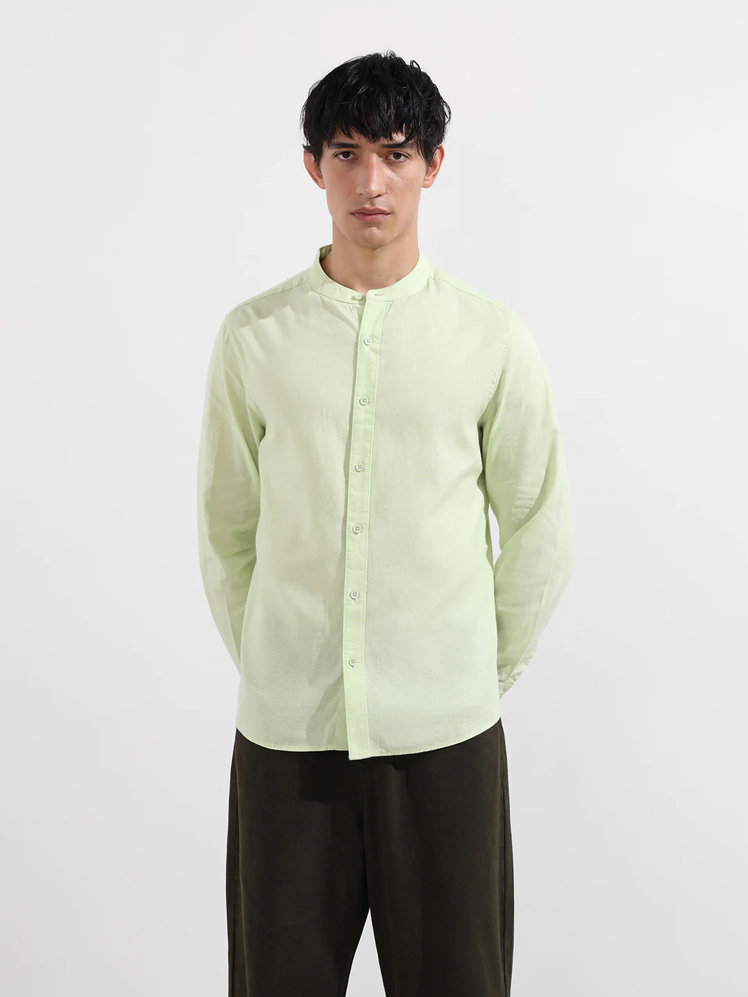 Men's Green Regular Fit Casual Shirt - Image 7
