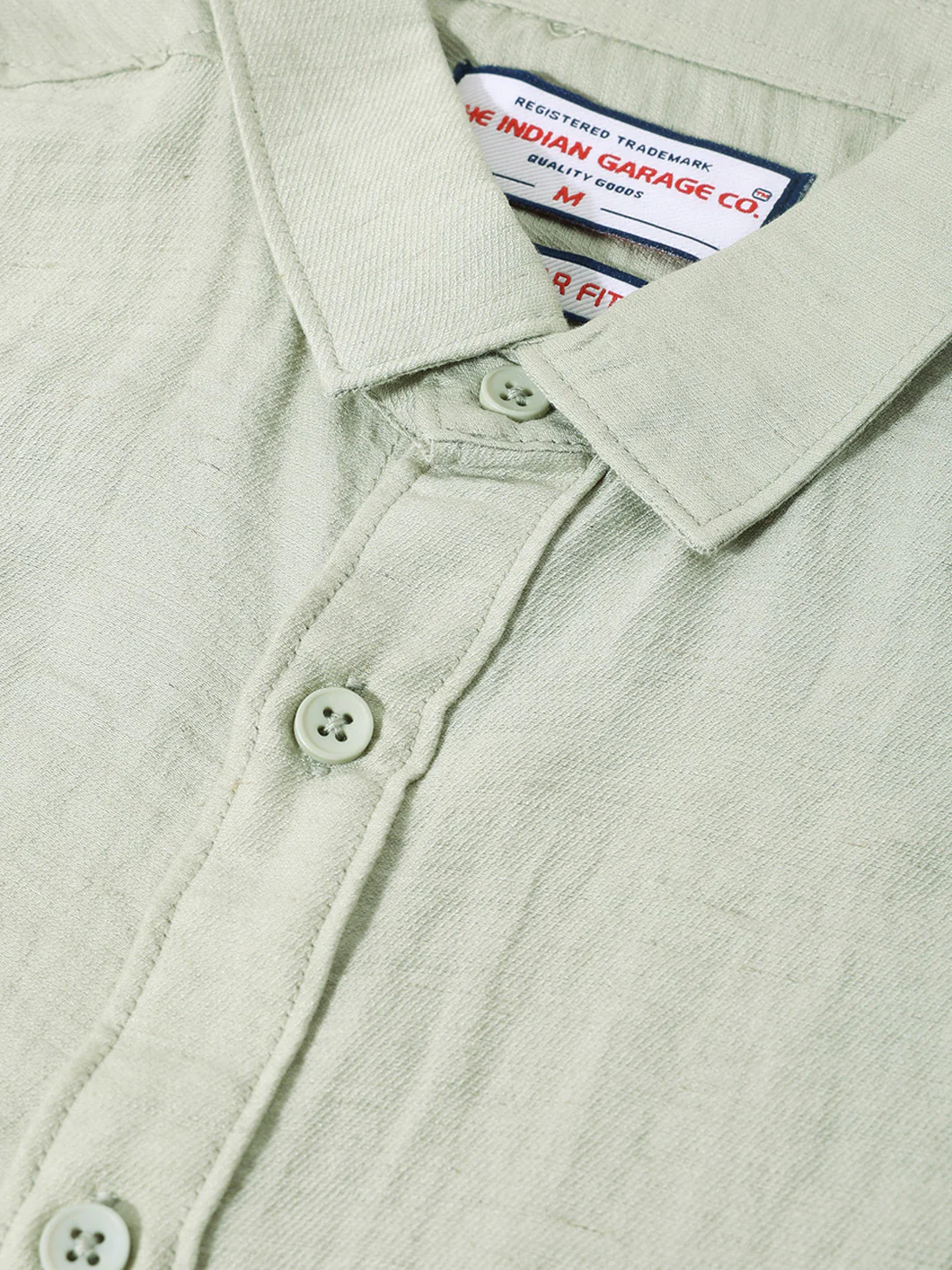 Men's Green Regular Fit Casual Solid Shirt - Image 3