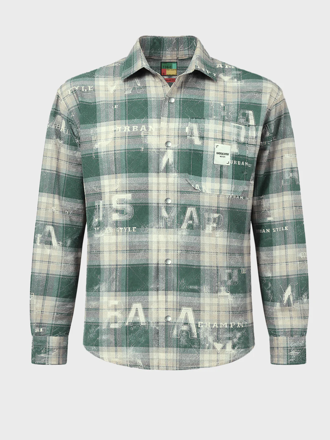 Men's Green Regular Fit Checked Casual Shirt - Image 4