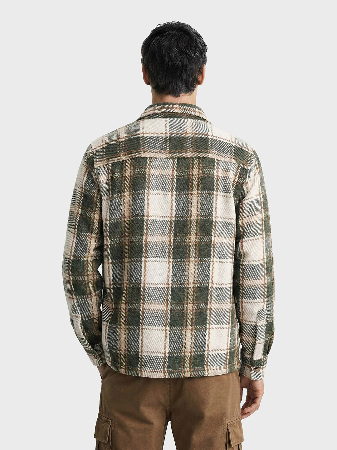Men's Green Regular Fit Checked Casual Shirt - Image 2