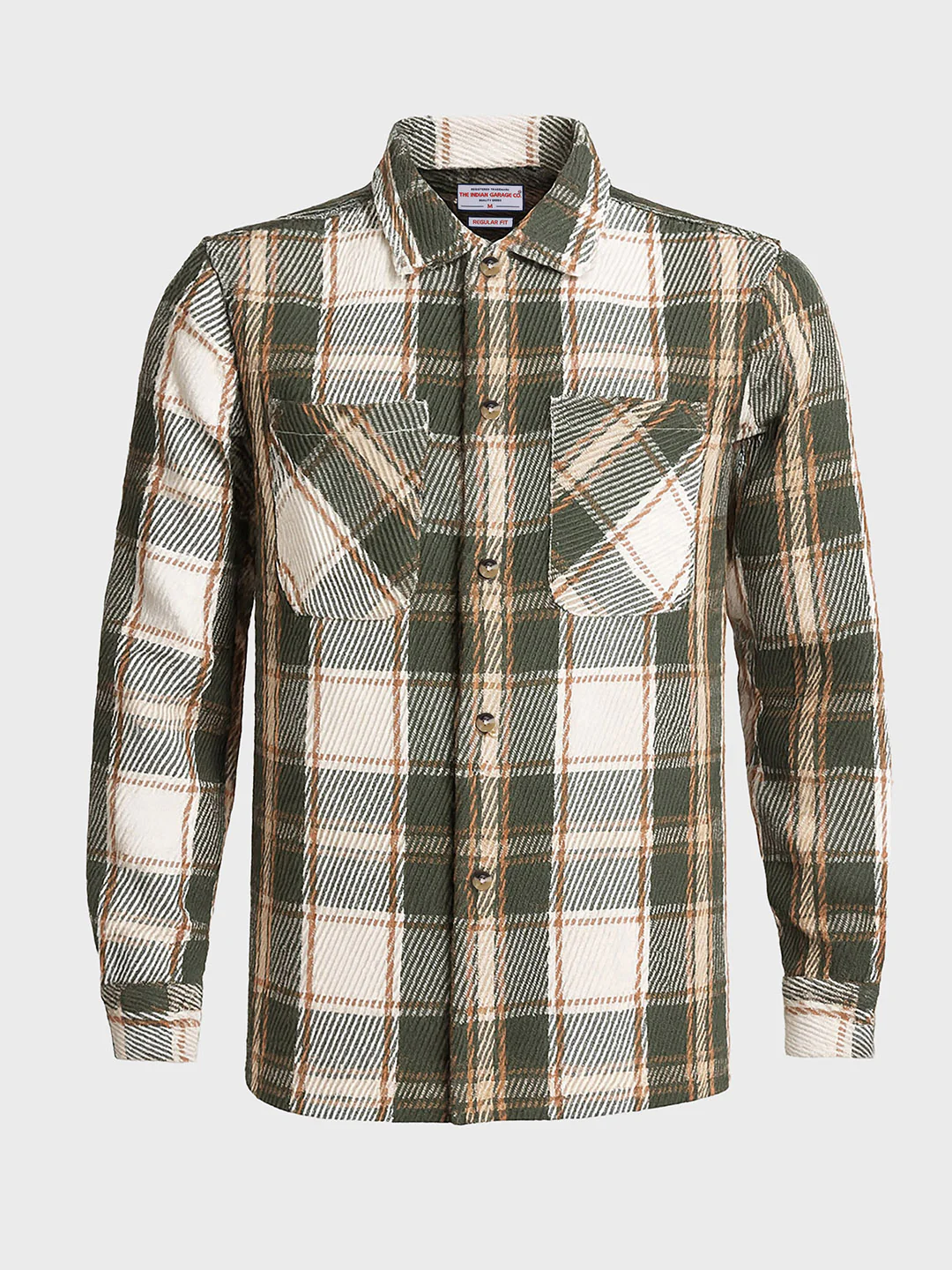Men's Green Regular Fit Checked Casual Shirt - Image 4
