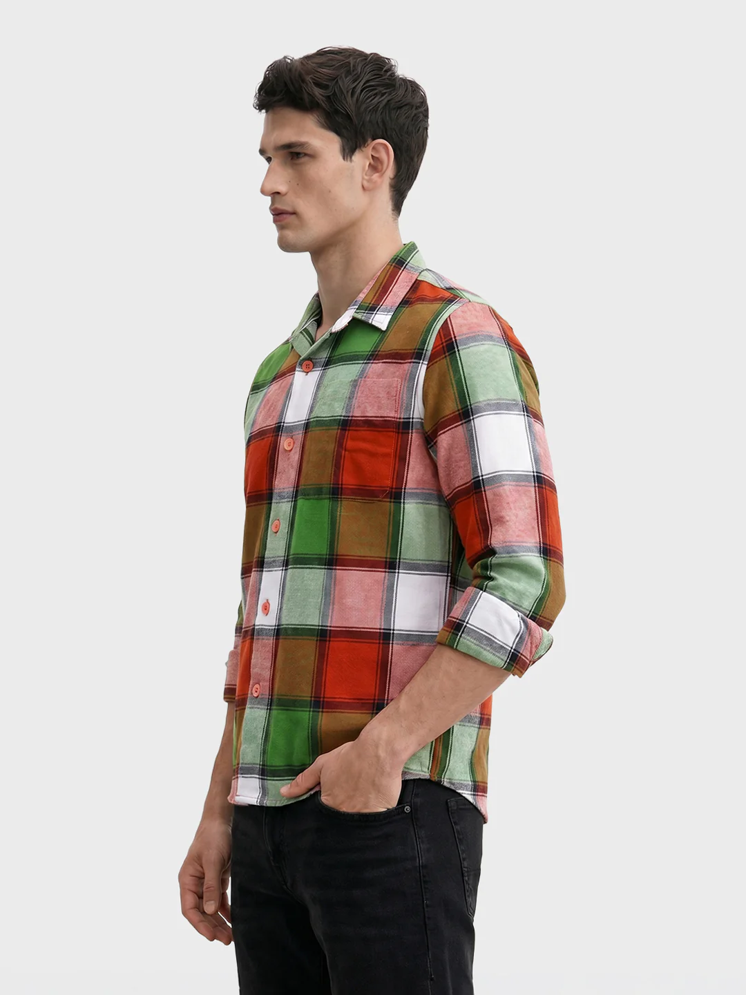 Men's Multicolor Regular Fit Checkered Casual Shirt - Image 2