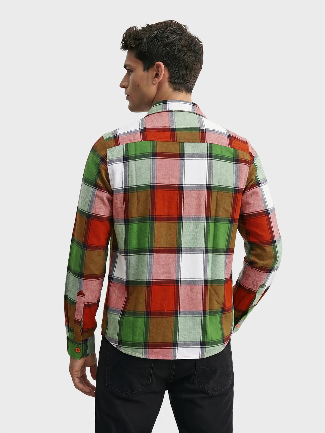 Men's Multicolor Regular Fit Checkered Casual Shirt - Image 4