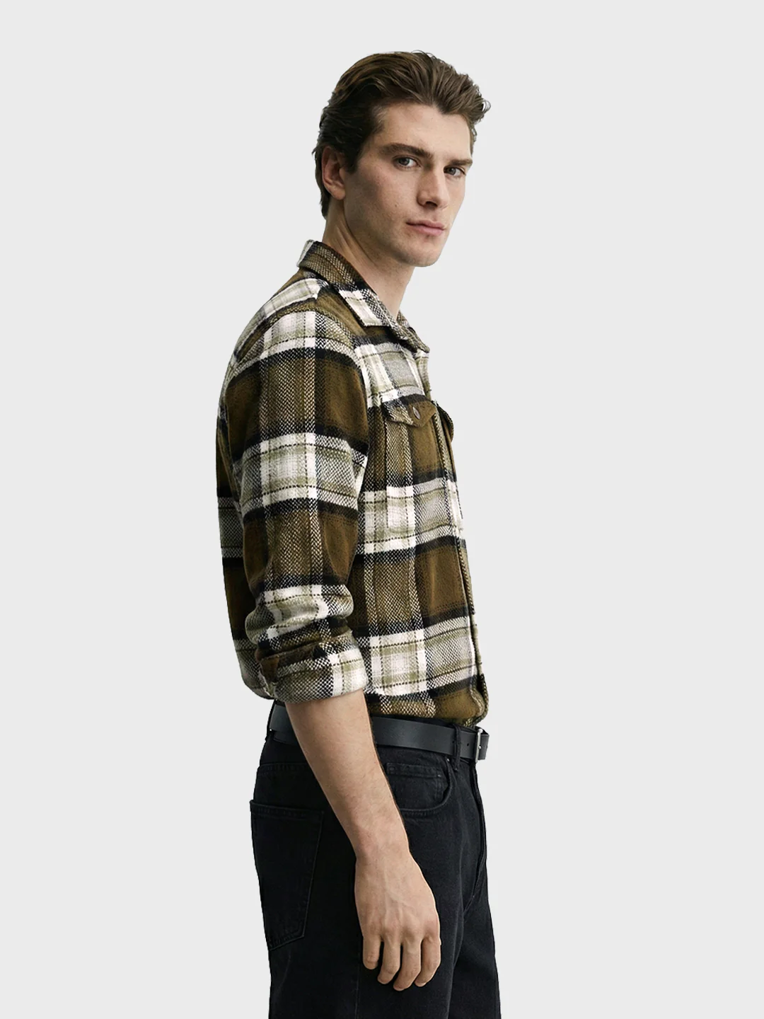 Men's Green Regular Fit Checkered Casual Shirt - Image 2