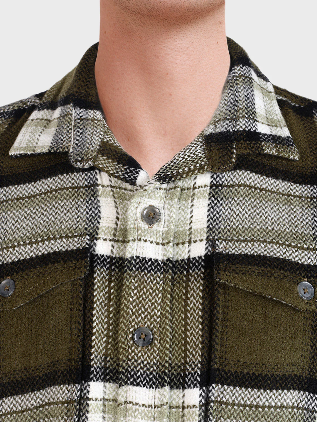 Men's Green Regular Fit Checkered Casual Shirt - Image 3