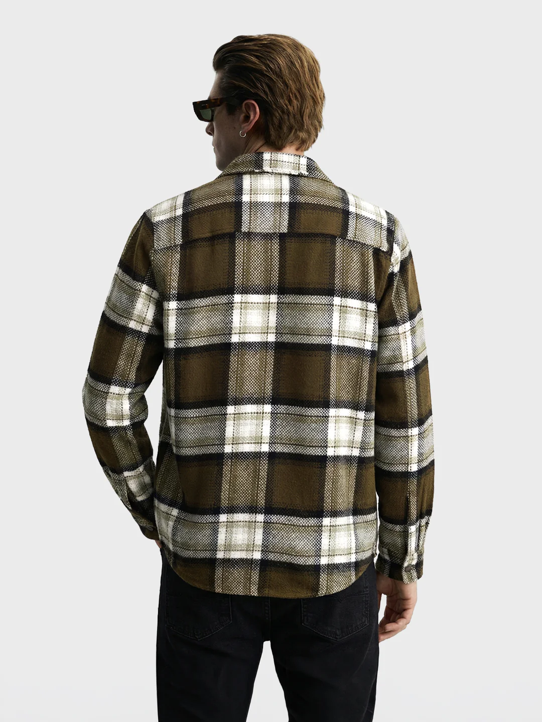 Men's Green Regular Fit Checkered Casual Shirt - Image 4