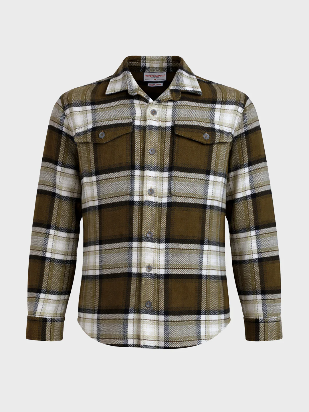 Men's Green Regular Fit Checkered Casual Shirt - Image 5