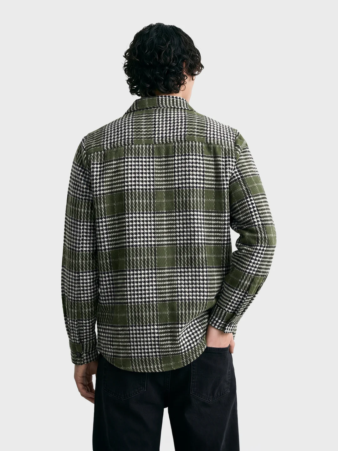 Men's Green Regular Fit Checkered Casual Shirt - Image 3