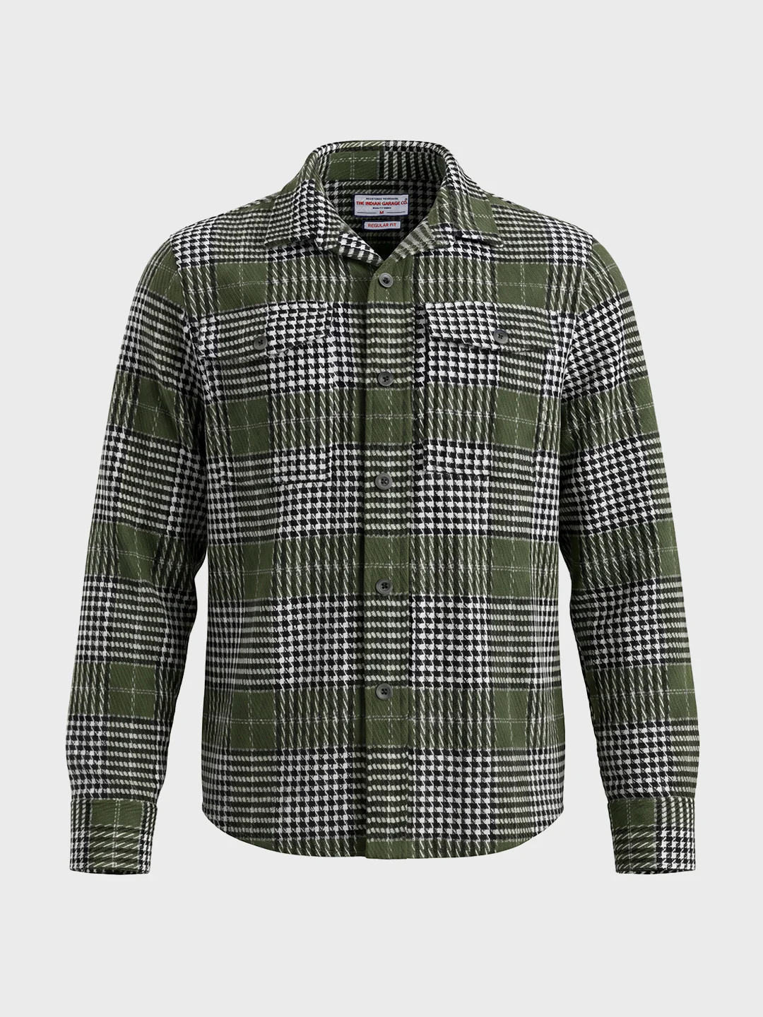 Men's Green Regular Fit Checkered Casual Shirt - Image 4