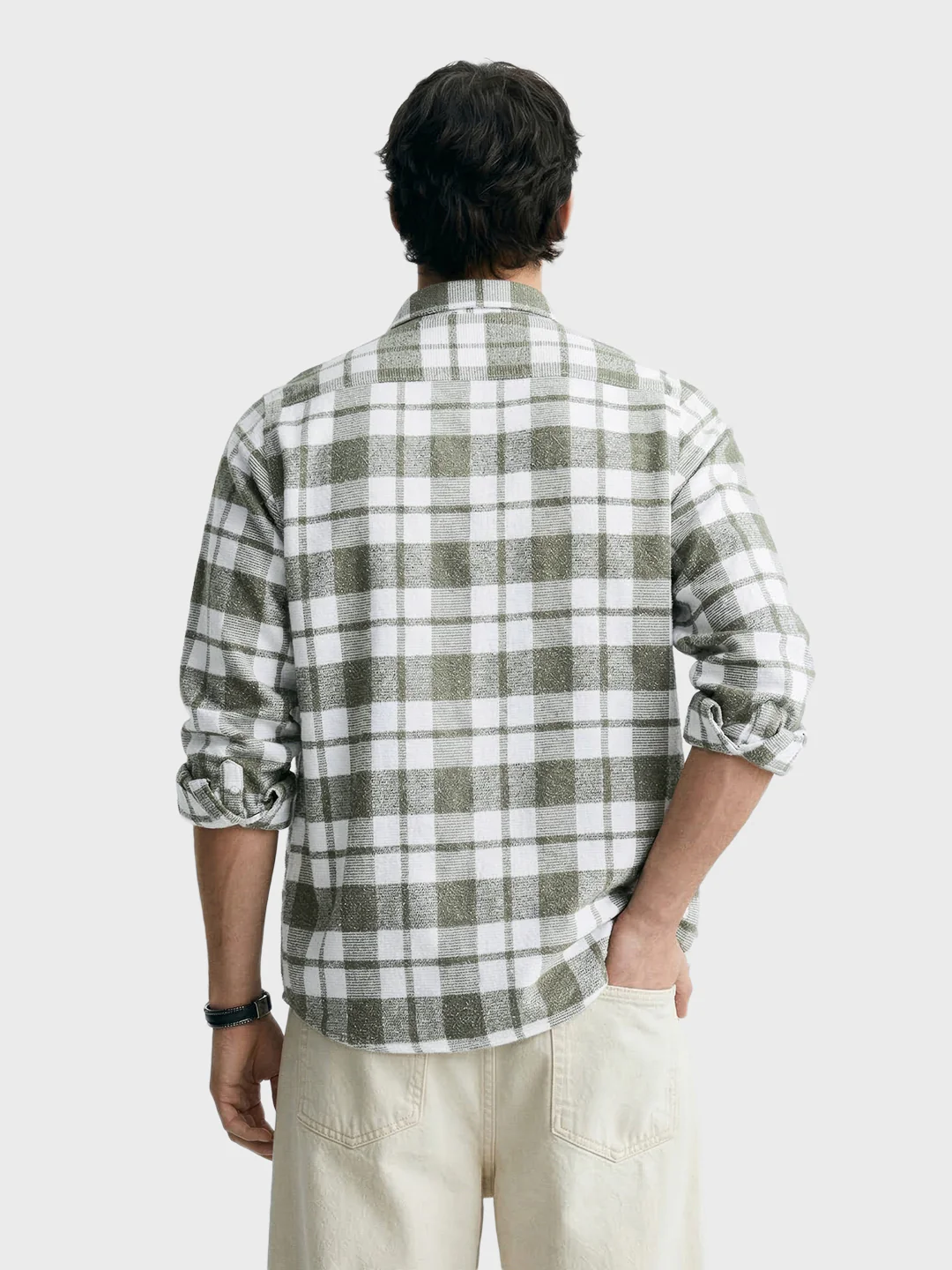 Men's Green Regular Fit Checkered Casual Shirt - Image 5