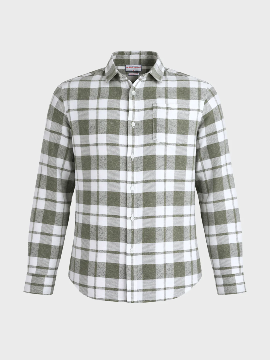 Men's Green Regular Fit Checkered Casual Shirt - Image 6