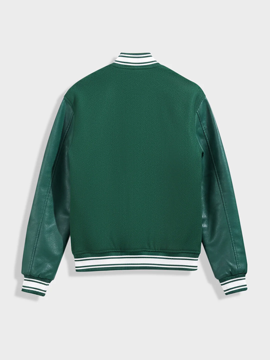 Men's Green Regular Fit Embroided Casual Bomber Jacket - Image 4