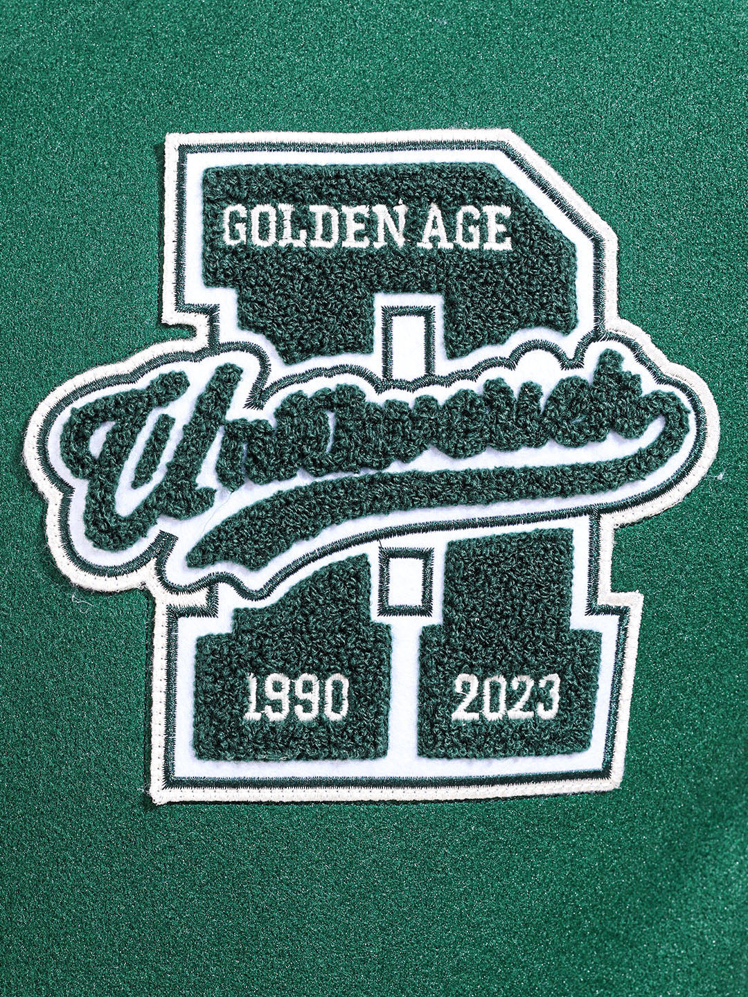 Men's Green Regular Fit Embroided Casual Bomber Jacket - Image 6