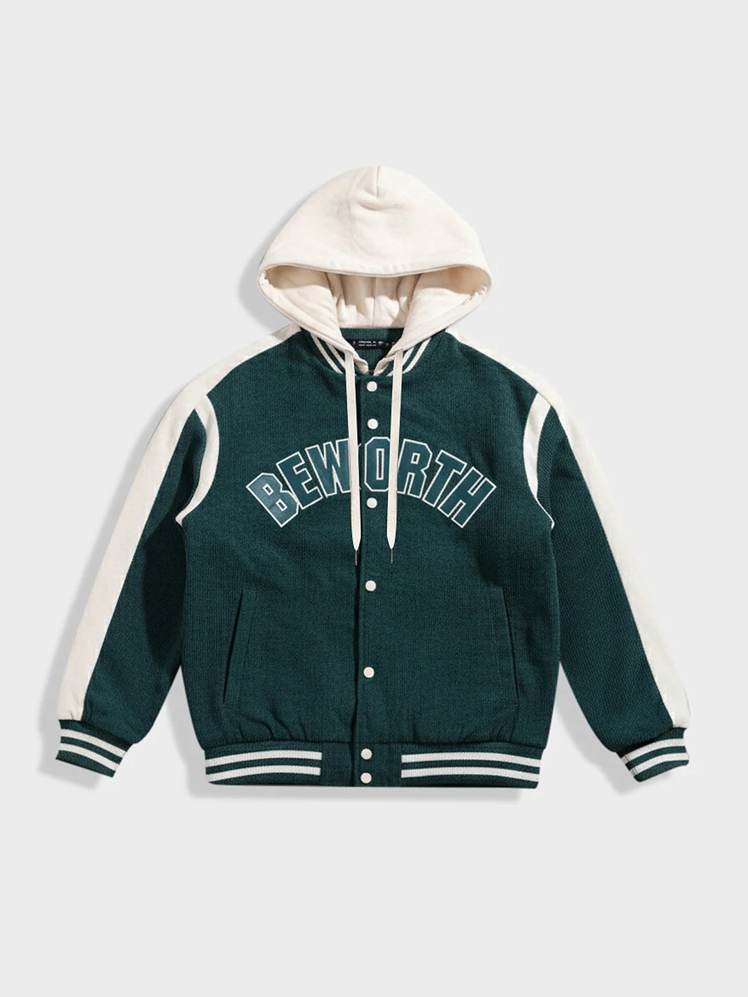 Men's Green Regular Fit Embroided Casual Bomber Jacket - Image 3