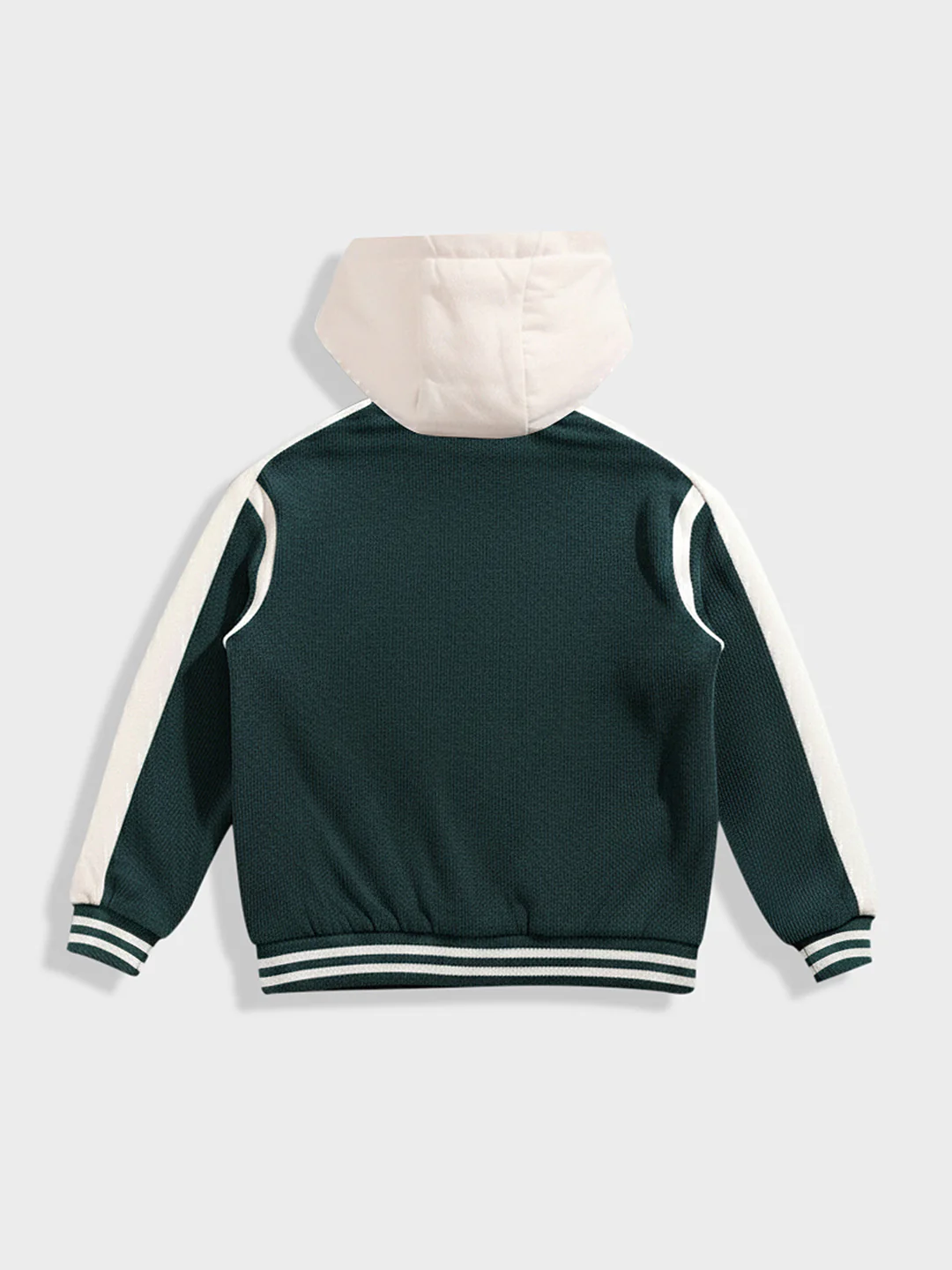 Men's Green Regular Fit Embroided Casual Bomber Jacket - Image 4