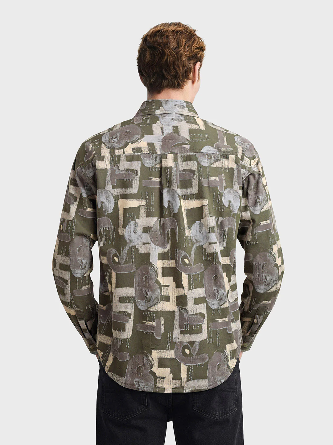 Men's Green Regular Fit Printed Casual Shirt - Image 2