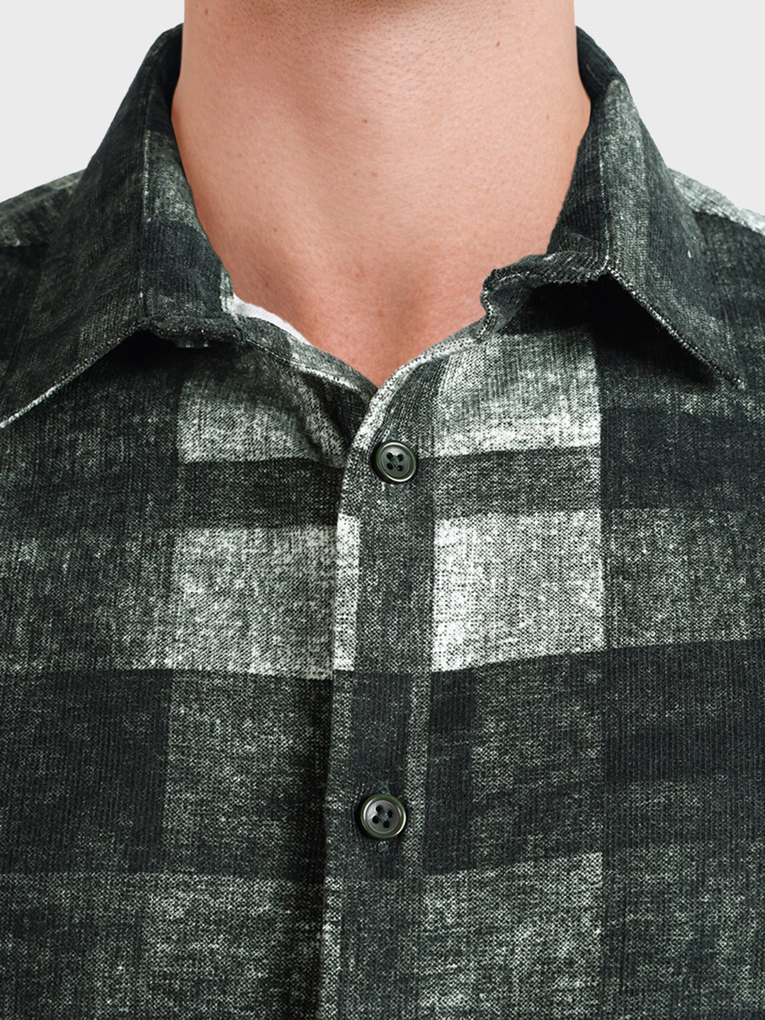 Men's Green Regular Fit Checkered Casual Shirt - Image 3