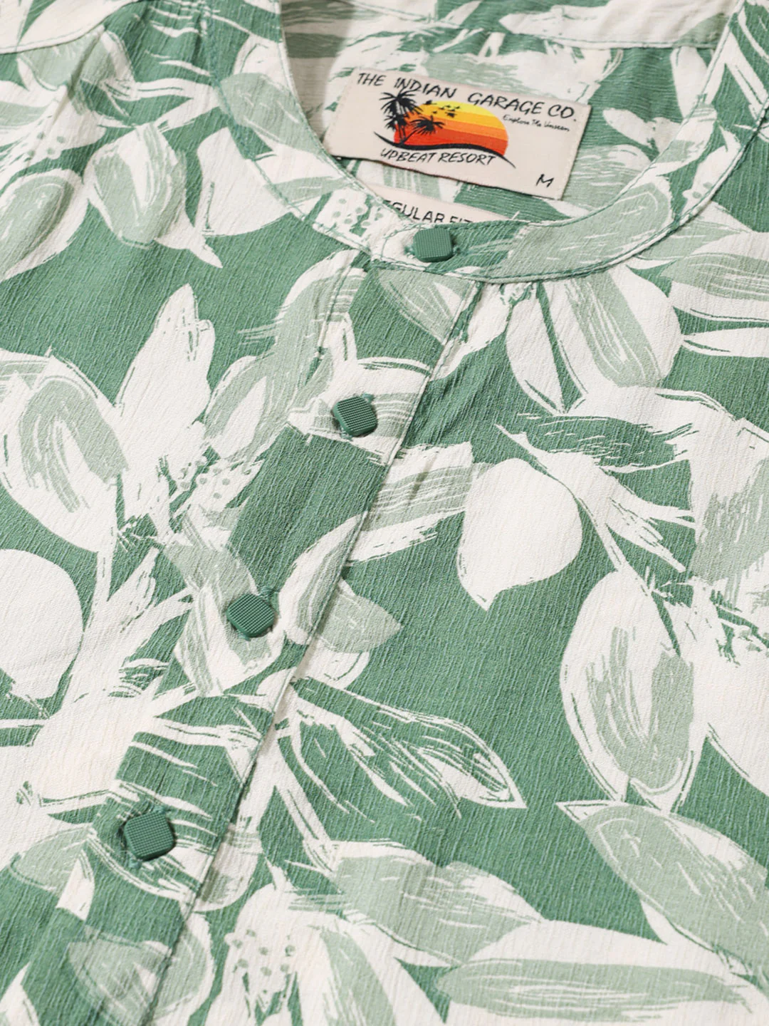 Men's Green Regular Fit Printed Casual Shirts - Image 3