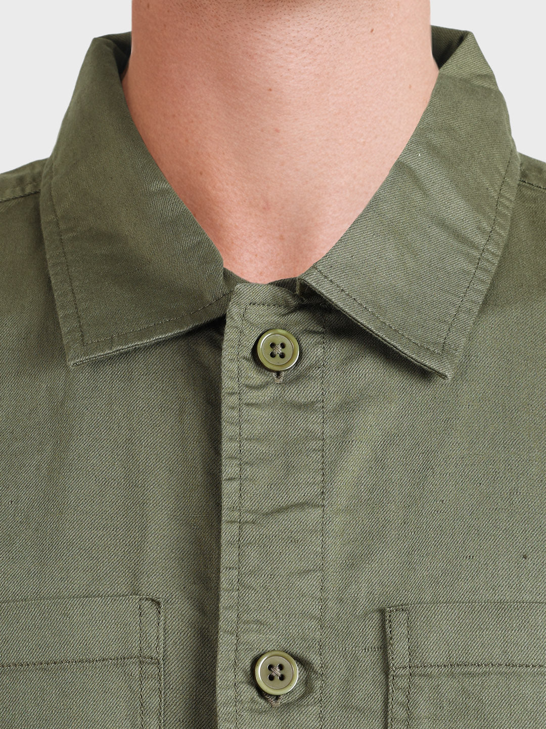 Men's Green Regular Fit Solid Casual Shirt - Image 3