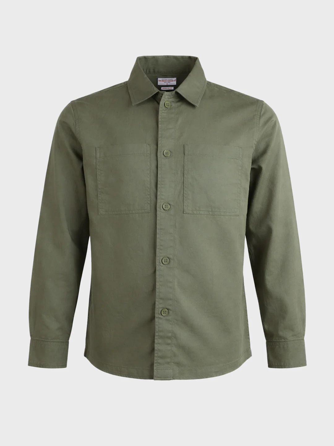 Men's Green Regular Fit Solid Casual Shirt - Image 6