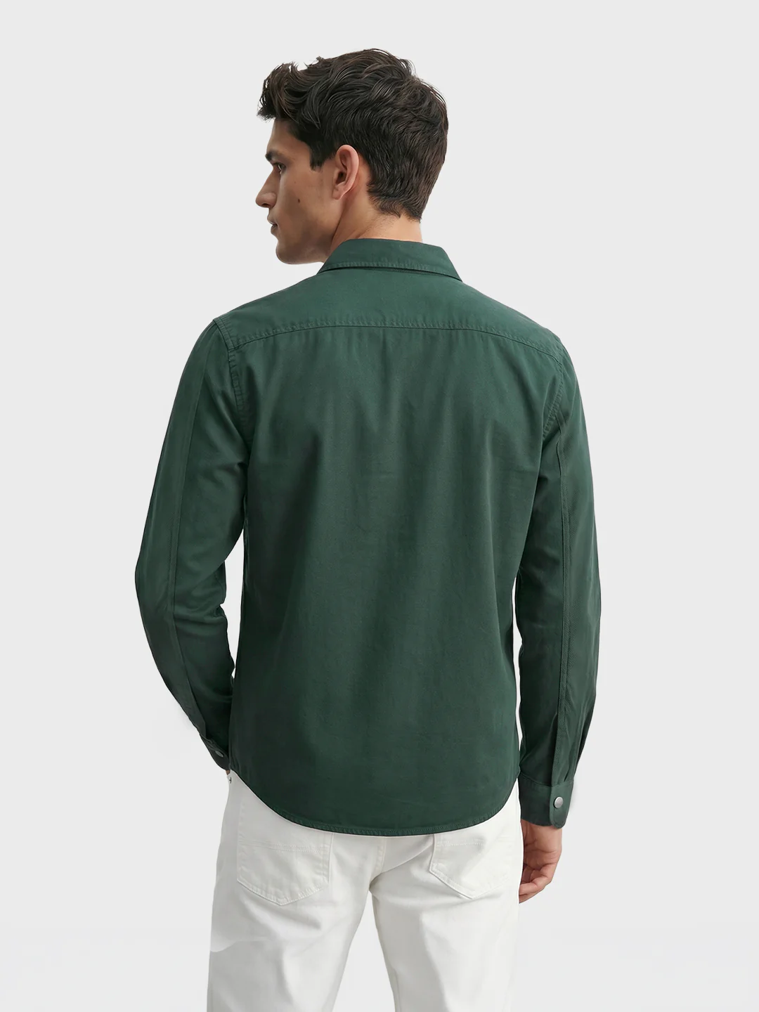 Men's Green Regular Fit Solid Casual Shirt - Image 4