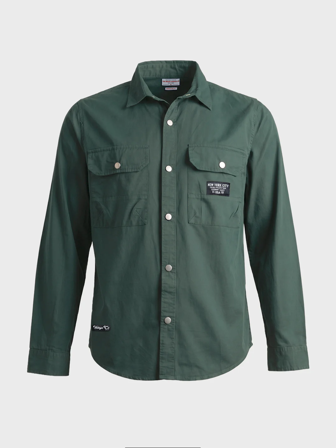 Men's Green Regular Fit Solid Casual Shirt - Image 5